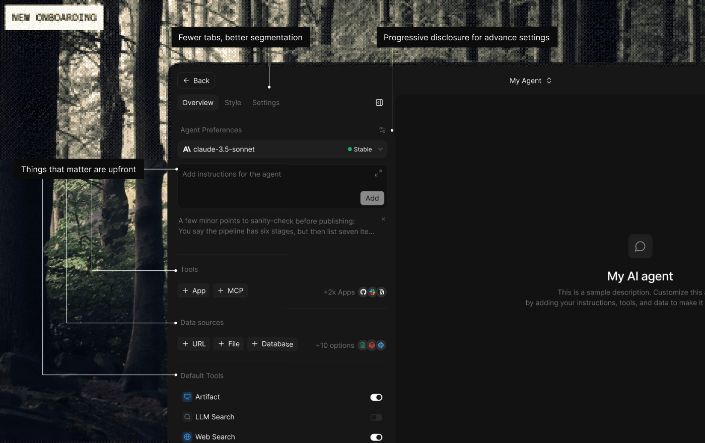 New configure panel