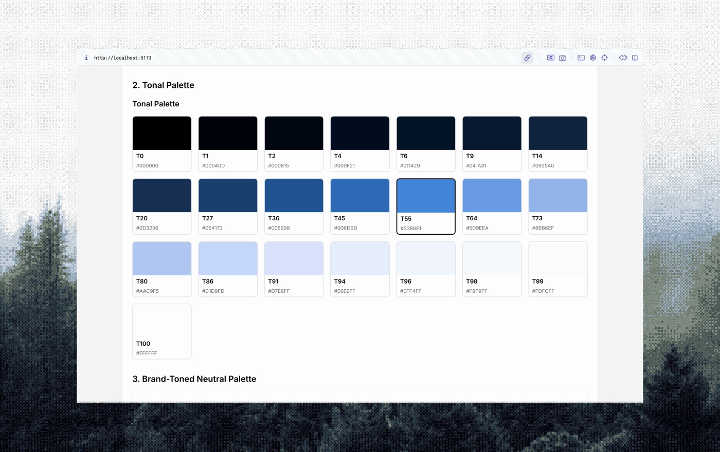 Palette from tone-based rules